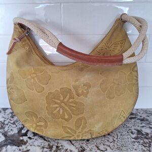 Claudia Firenze Italian Leather Bag, Suede yellow